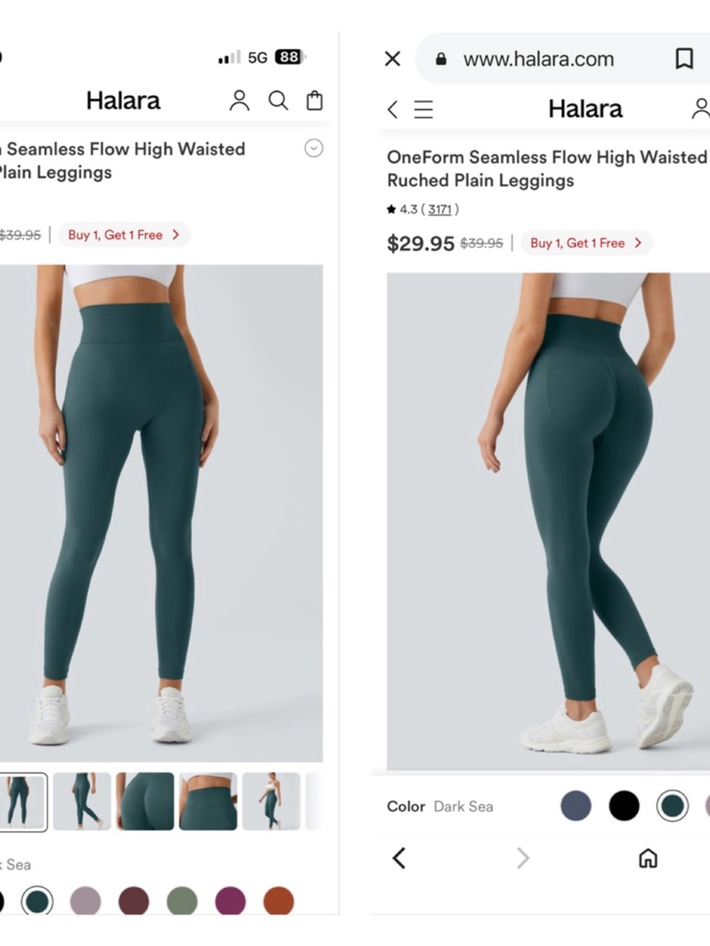 Halara High Wasted Ruched Leggings